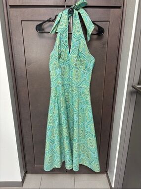 Green Paisley Halter Midi Dress - Elegant Summer Style
